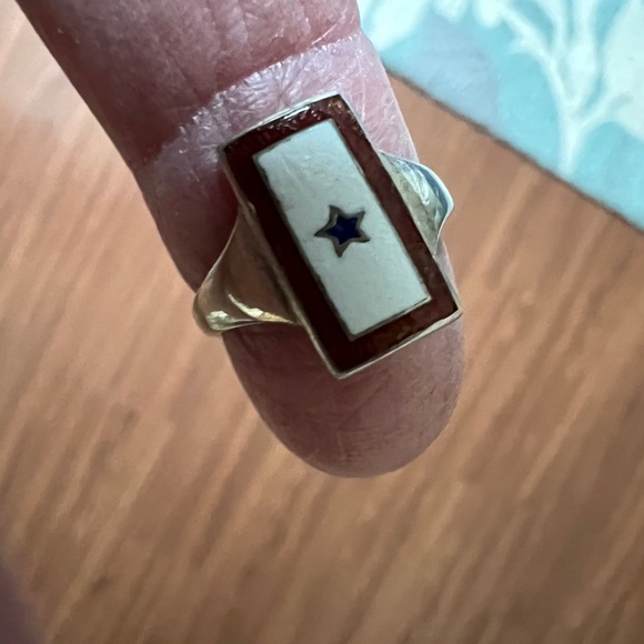 Vintage WWII Blue Star Service Banner Sterling Silver Ring 4 - Picture 3 of 13